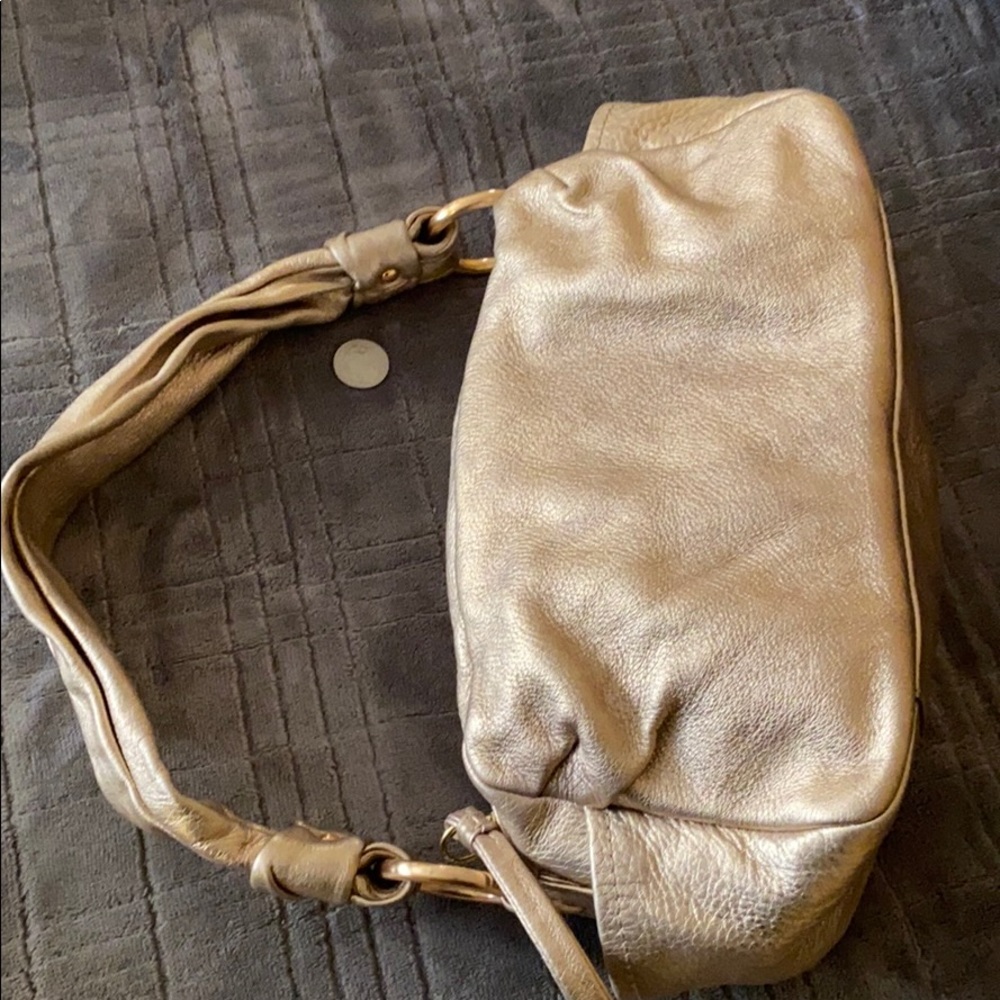 Coach metallic gold with a rose hint color